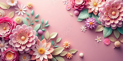 Elegant paper cut flowers background for Mother's Day celebration , Mother's Day, elegant, paper cut, flowers, background, celebration, design template, banner, web banner photo