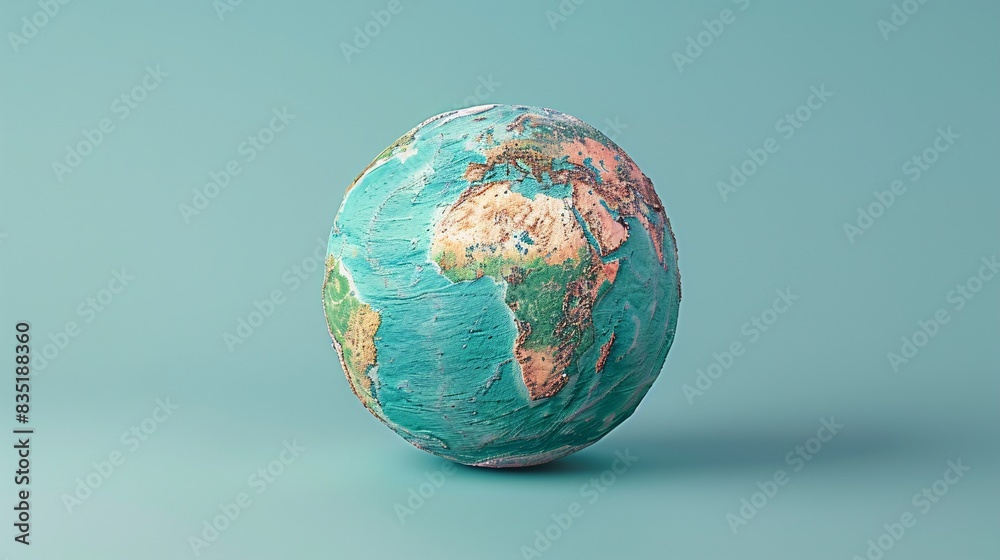 Minimalistic globe illustration showcasing Earth's continents with a pastel color scheme against a gradient background. 3D Illustration. Minimalistic globe illustration showcasing Earth's continents with a pastel color scheme against a gradient background. 3D Illustration.