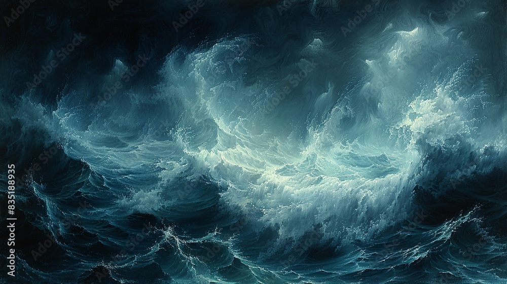 An abstract portrayal of a stormy sea.
An abstract portrayal of a stormy sea.