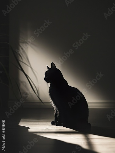 Silhouette of a Cat in Soft Light: A Mystical and Serene Moment