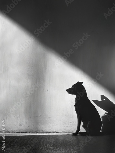 Quiet Reflection: A Dog and the Dance of Light and Shadow