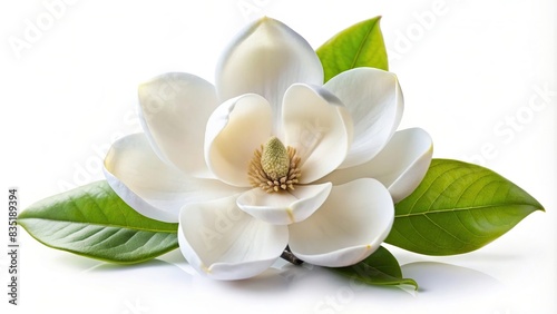 Beautiful white magnolia flower isolated on white background, white, magnolia, flower, isolated, background, elegance, botanical, pure, delicate, petal, close-up, nature, bloom, blossom, spring