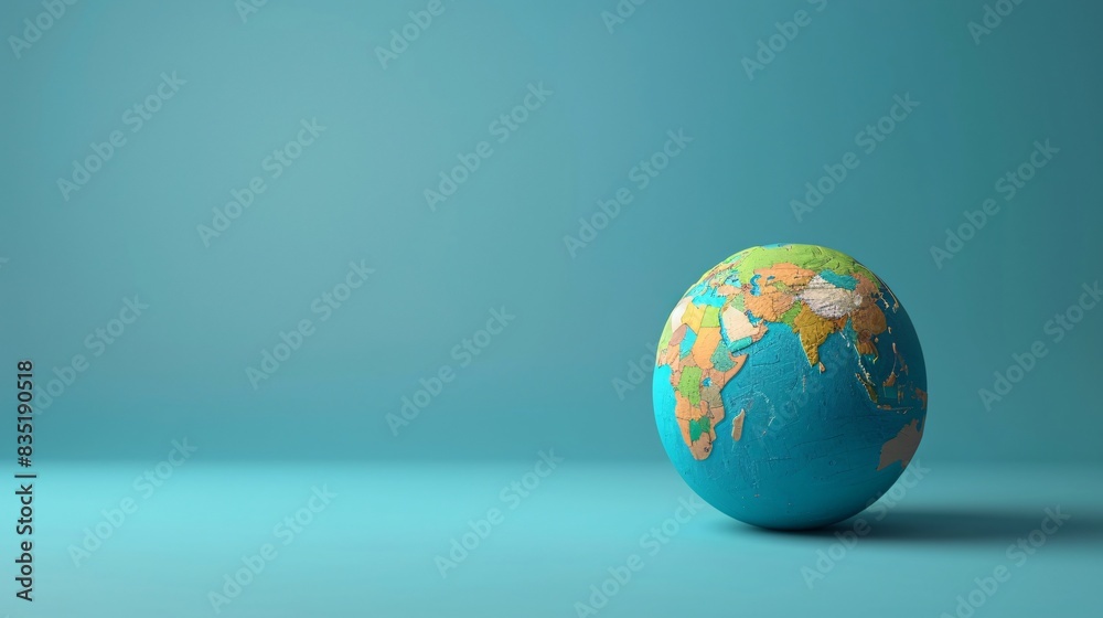 Minimalistic globe on a blue background symbolizing global awareness, education, and geography. Perfect for environmental and educational themes. 3D Illustration. Minimalistic globe on a blue background symbolizing global awareness, education, and geography. Perfect for environmental and educational themes. 3D Illustration.