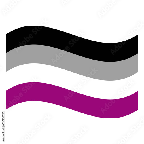 Wavy Asexual Pride Flag Isolated in White