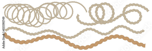 The rope icon. Black silhouette of a bundle of rope or twine. Vector illustration isolated on a white background for design and web.