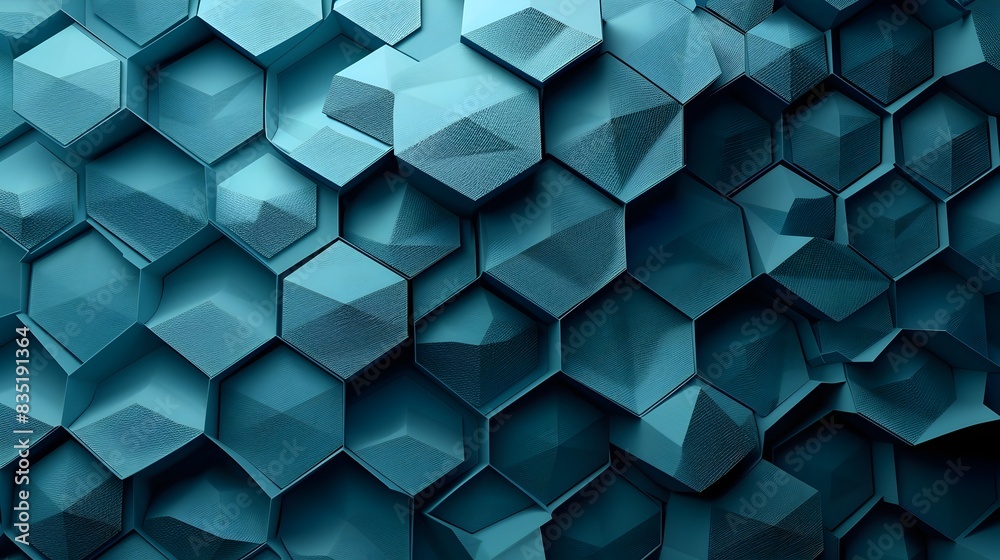 3D Abstract Background with Layered Hexagonal Patterns and Glowing Edges in a Dark Blue and Cyan 3D Abstract Background with Layered Hexagonal Patterns and Glowing Edges in a Dark Blue and Cyan
