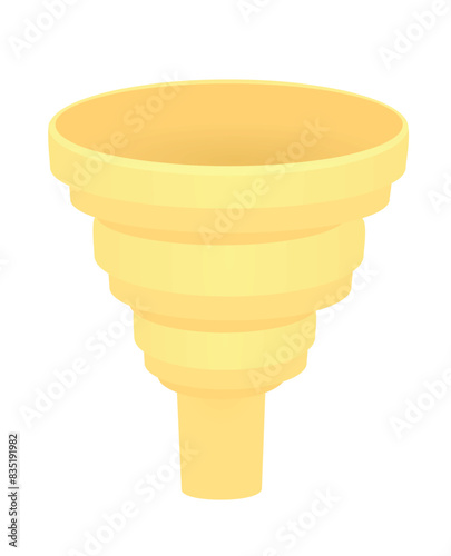 Yellow plastic funnel. vector illustration