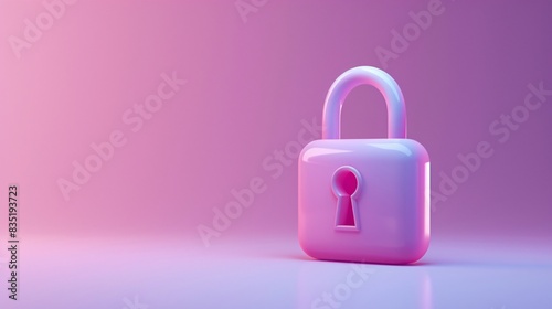 Pink padlock on a gradient background symbolizing security, privacy, and protection. Modern and colorful concept for data protection. 3D Illustration.