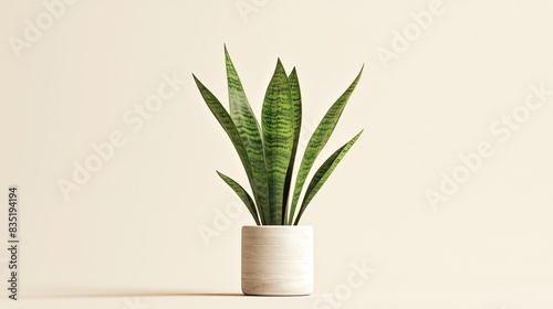 Snake Plant in beautiful pot, indoor, isolate photo stock, white background, no shadow, no logo