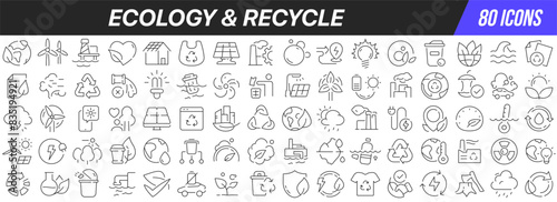 Ecology and recycle line icons collection. Big UI icon set in a flat design. Thin outline icons pack. Vector illustration EPS10 photo