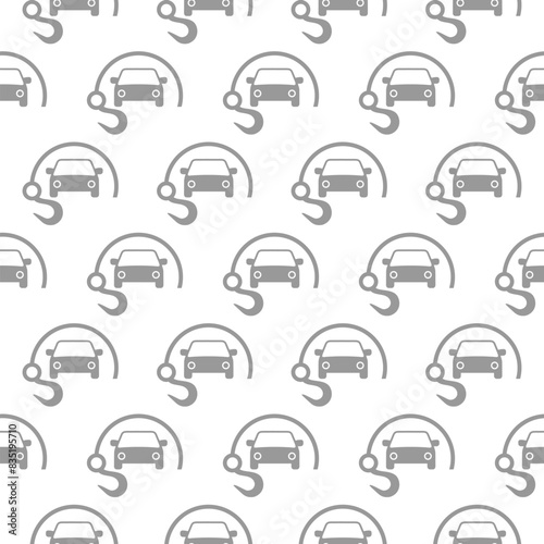 Car towing hook icon seamless pattern on white