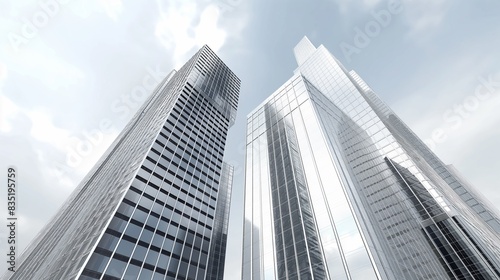 A group of skyscrapers from a low angle.