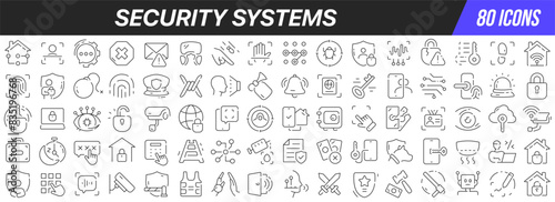 Security systems line icons collection. Big UI icon set in a flat design. Thin outline icons pack. Vector illustration EPS10
