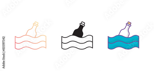 Message In A Bottle icon design with white background stock illustration
