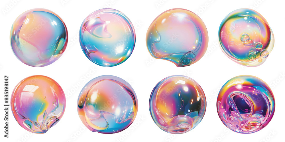 Iridescence bubble png cut out element set Iridescence bubble png cut out element set