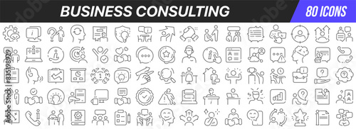Business consulting line icons collection. Big UI icon set in a flat design. Thin outline icons pack. Vector illustration EPS10