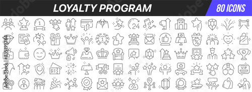 Loyalty program line icons collection. Big UI icon set in a flat design. Thin outline icons pack. Vector illustration EPS10