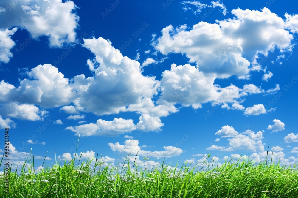 Serene summer sky with lush green grass Serene summer sky with lush green grass