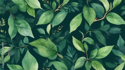 Floral background, tropical leaves with soft colors, inviting, aesthetic, ai generative