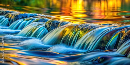 Blurred water with chromatic aberration and glistening reflections , water, blurred, moving, ripples, chromatic aberration, reflections, glistening, tranquil, serenity, peaceful, abstract photo