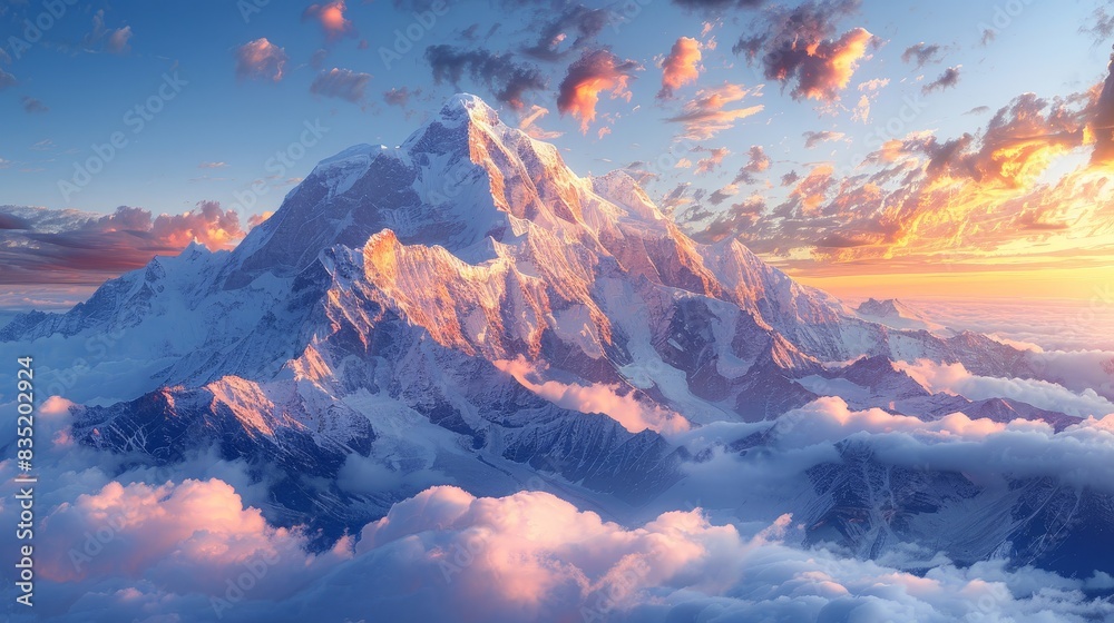 a mountain with clouds and a sunset in the background a mountain with clouds and a sunset in the background