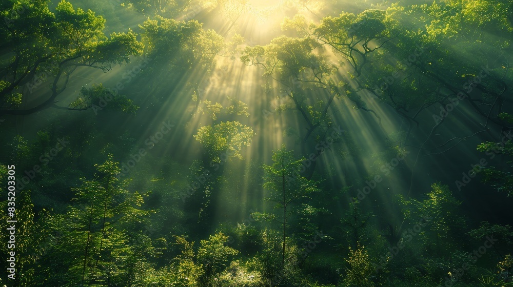 sunlight shining through the trees in a forest sunlight shining through the trees in a forest