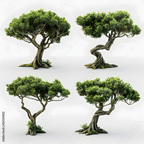 3d illustration of set chilopsis linearis tree isolated on isolated on white background, minimalism, png
 photo