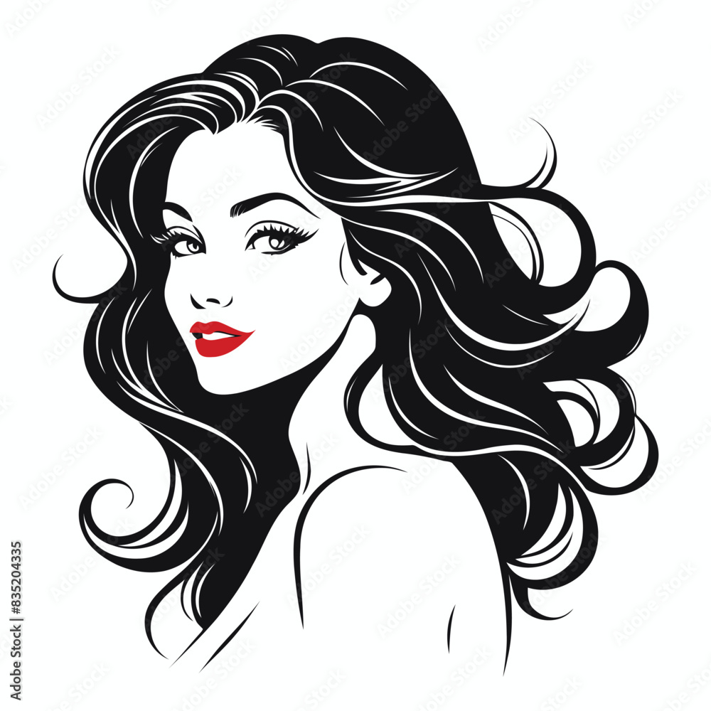 Elegant Woman Silhouette Illustration Flowing Hair Beauty Logo Elegant Woman Silhouette Illustration Flowing Hair Beauty Logo