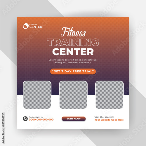 Modern fitness gym sports center social media post template