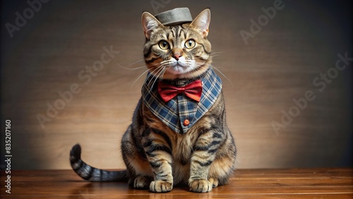 Well dressed cat posing in stylish feline fashion attire , cat, fashion, clothing, trend, stylish, trendy, pet, animal, chic, elegant, outfit, accessories, glamour, cute, adorable, elegant