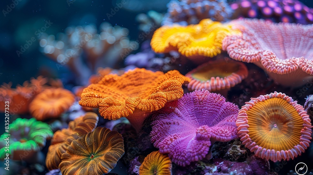 a close up of a bunch of colorful corals a close up of a bunch of colorful corals