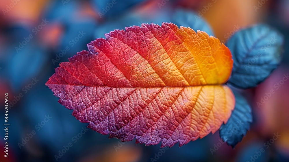 a close up of a leaf with a red and orange color a close up of a leaf with a red and orange color