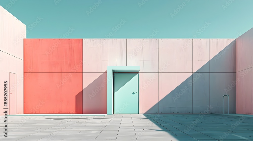 Minimalist architectural facade with geometric patterns and empty space Minimalist architectural facade with geometric patterns and empty space