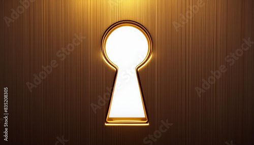 Golden light shining through keyhole creates dramatic effect - Illustration