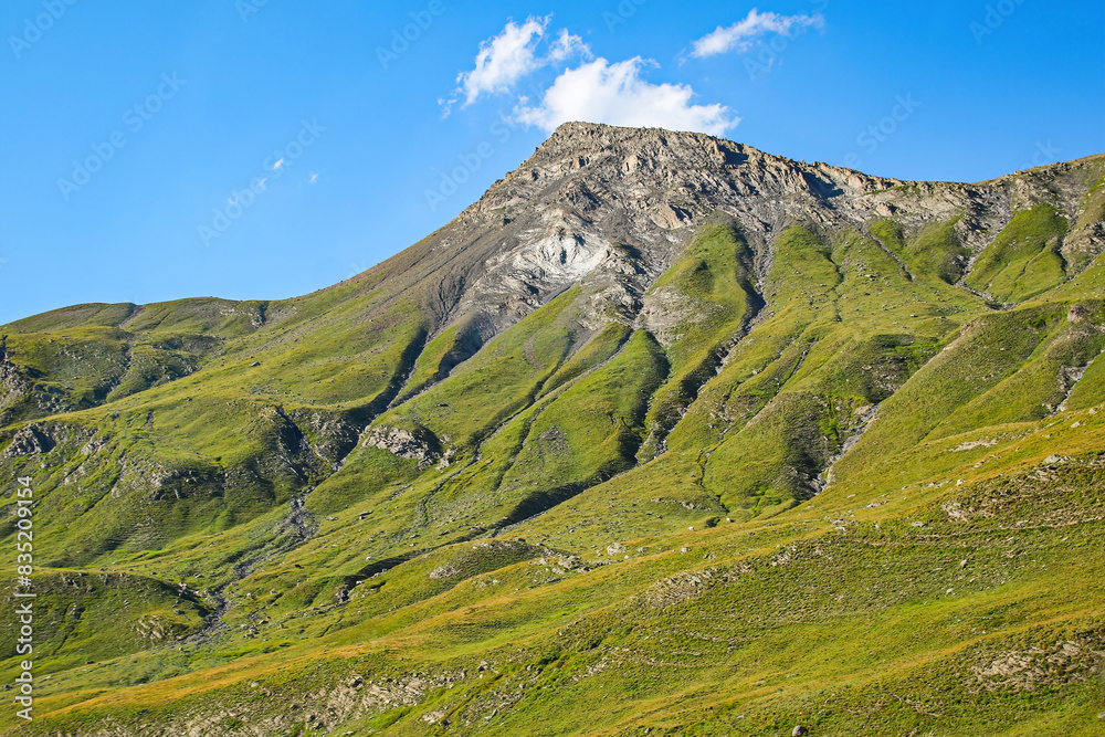 Heath-covered summit seen from the Col du Galibier, a mountain pass in the French Alps - This is the highest point of the Tour de France