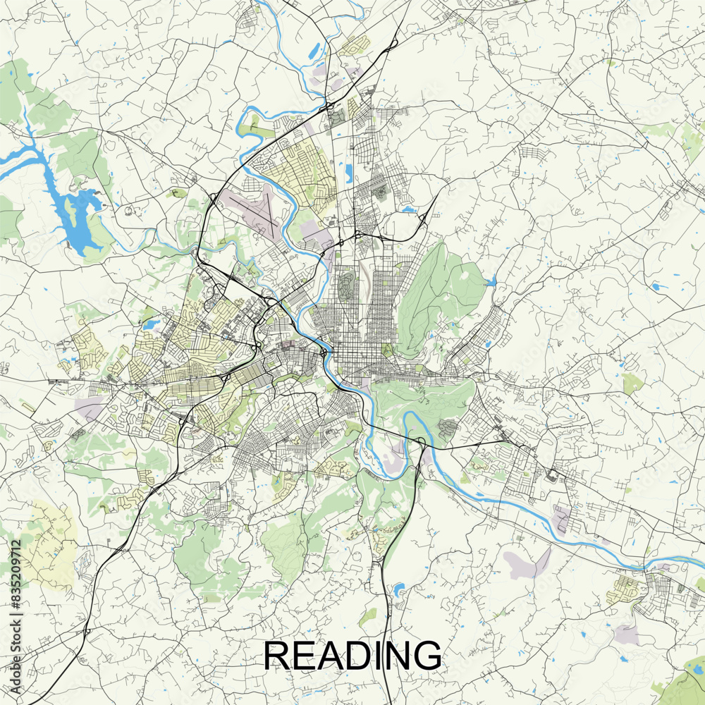 Obraz premium Reading, Pennsylvania, United States map poster art