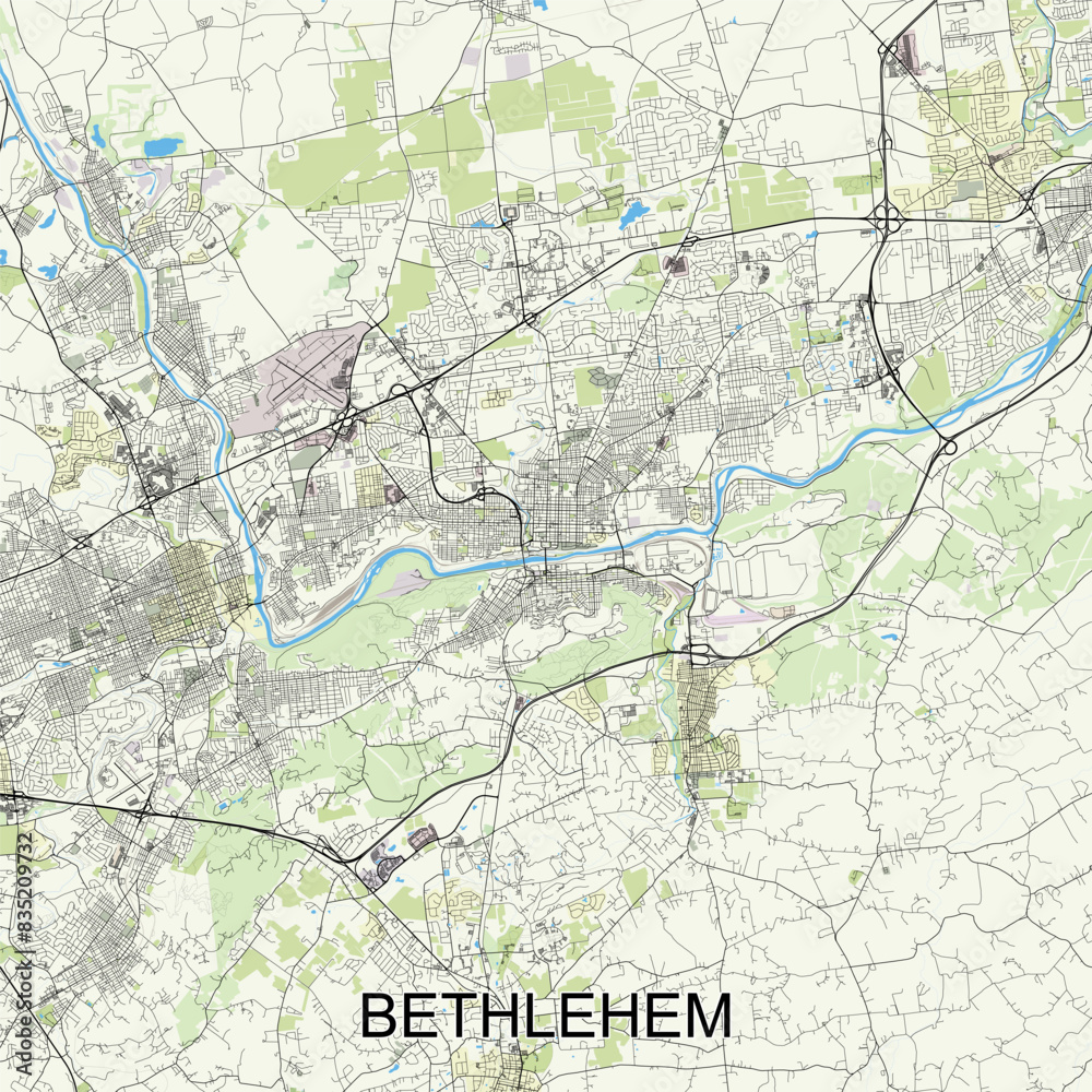 Fototapeta premium Bethlehem, Pennsylvania, United States map poster art