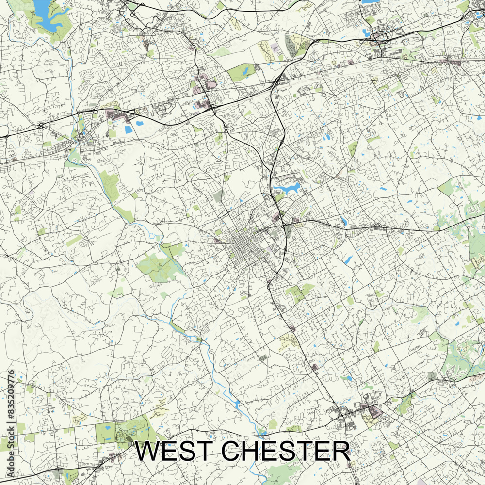 West Chester, Pennsylvania, United States map poster art