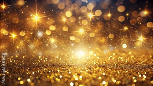Gold particles fluid with light glitter and golden sparkles glow on background. Magic shine of stars or dust particles sparks with bokeh effect  gold  particles  fluid  shimmer  glitter