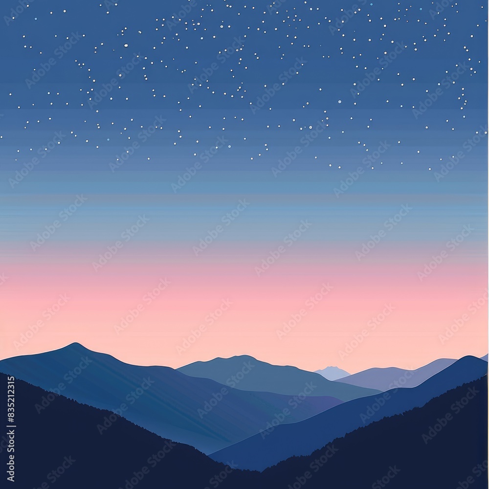 Mountain Landscape with Starry Night Sky Mountain Landscape with Starry Night Sky