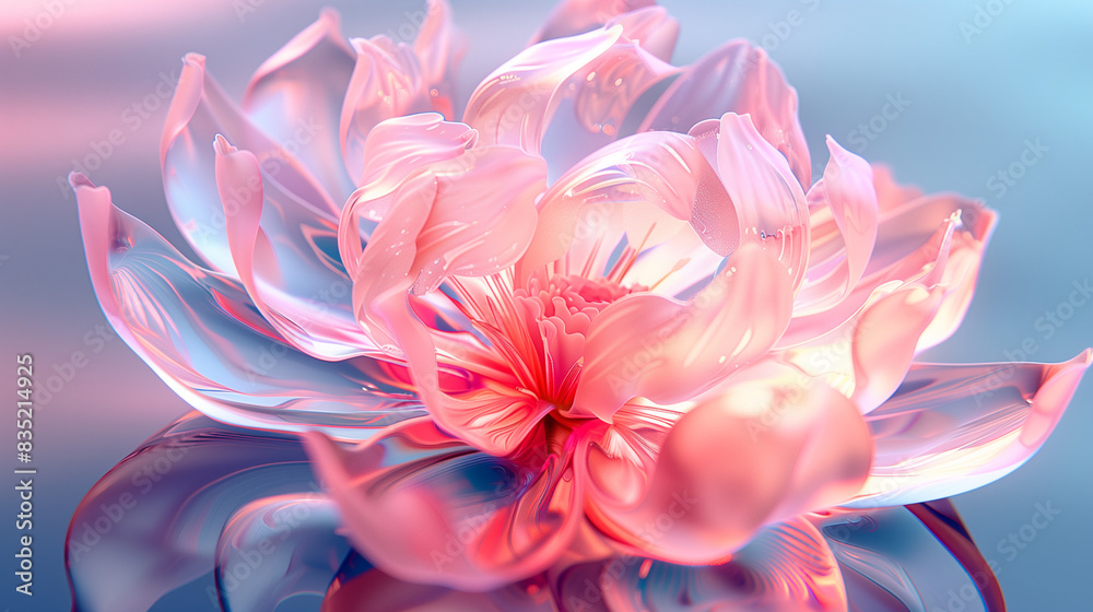 Fototapeta premium Translucent cyberpunk-style flower, embodying a fusion of technology and natural beauty in pastel hues
