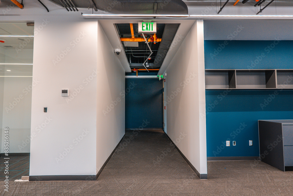 modern comfortable interior design, architecture, render, Modern white and blue open space office interior and exterior, contemporary loft office modern comfortable interior design, architecture, render, Modern white and blue open space office interior and exterior, contemporary loft office