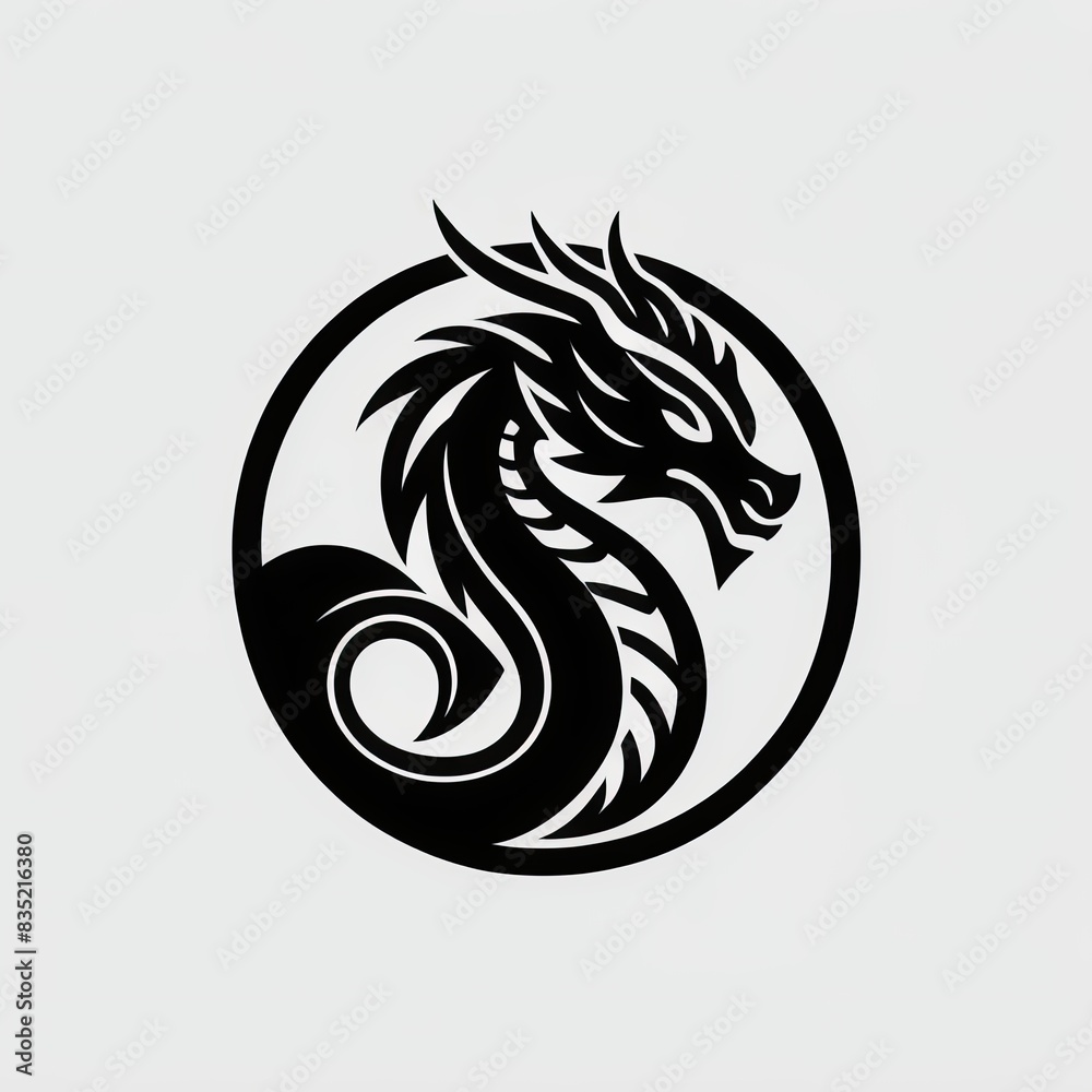 Naklejka premium dragon vector design. chinese new year shio. logo gaming. icon apps. tatto art. simple desain. minimalist. symbol. animal character. cool. wallpaper. 4k. 8k. ai