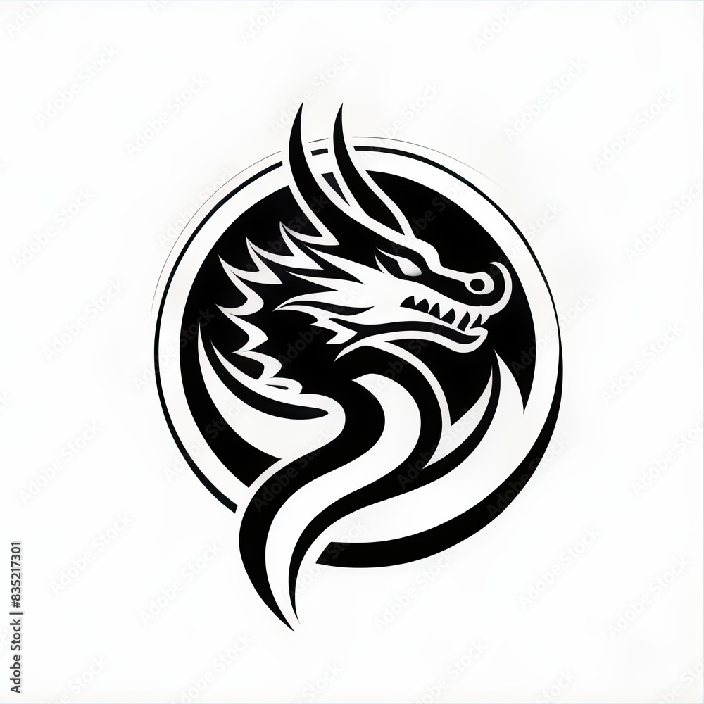Naklejka premium dragon vector design. chinese new year shio. logo gaming. icon apps. tatto art. simple desain. minimalist. symbol. animal character. cool. wallpaper. 4k. 8k. ai