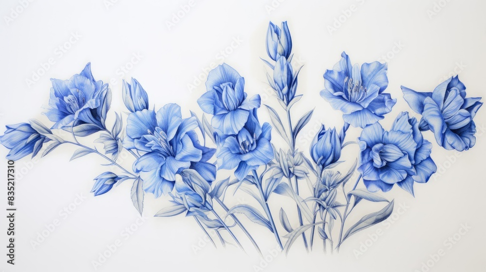 blue flowers on white blue flowers on white