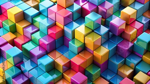Colorful cubes in an abstract geometric background , abstract,geometry, cubes, colorful, pattern, design, vibrant, artistic, digital,background, shapes, modern, creative, dynamic, texture