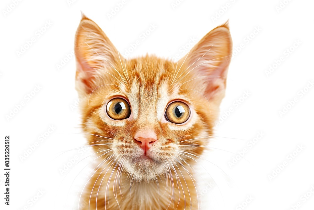 Studio photo of a cute ginger cat isolated against a background of pastel shades, creating a soft and appealing visual. Studio photo of a cute ginger cat isolated against a background of pastel shades, creating a soft and appealing visual.
