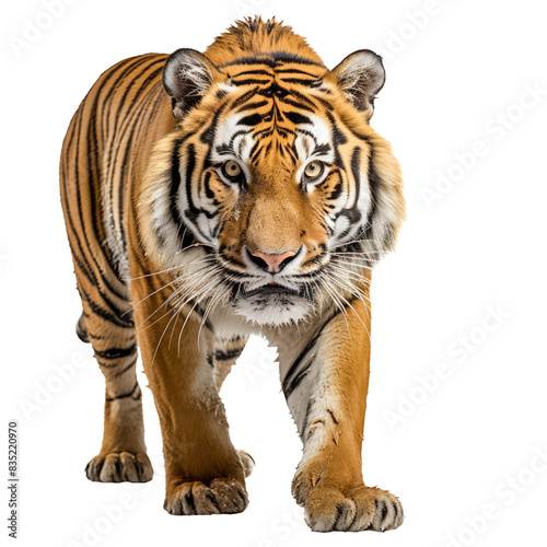 Prächtiger Tiger, freigestellt vor transparentem Hintergrund, Generative AI