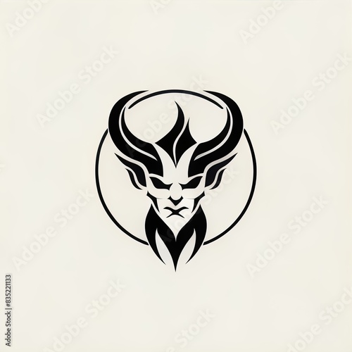 devils logo vector ilustration. satanic icon. symbol 666. horned angel. satan. modern design. minimalist art. Inverted to negative. baphomet. black majic. witchcraft photo