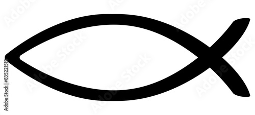 Christianity ichthys icon illustration, black on white background